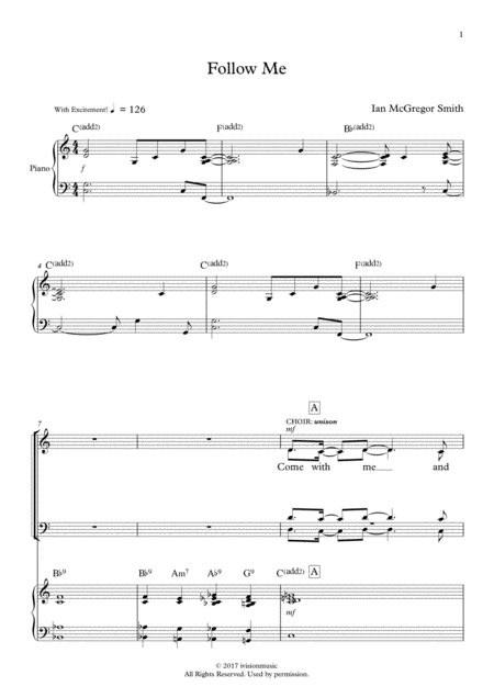 Free Sheet Music Follow Me Contemporary Choral Anthem