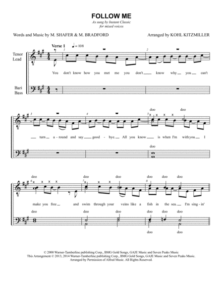 Follow Me Satb Sheet Music