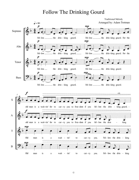 Free Sheet Music Follow The Drinking Gourd