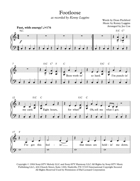 Footloose Beginner Edition Sheet Music