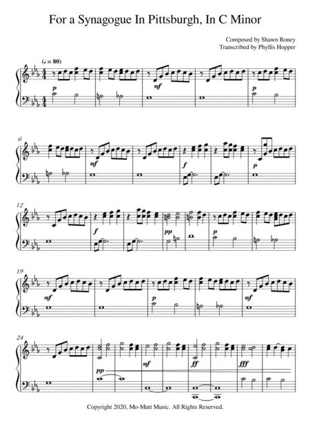 For A Synagogue In Pittsburgh In C Minor Piano Solo Sheet Music