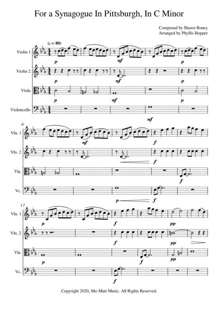 For A Synagogue In Pittsburgh In C Minor Quartet Score And Parts Sheet Music