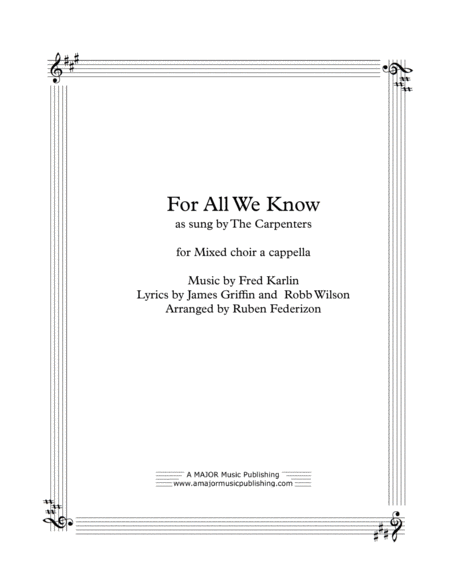 Free Sheet Music For All We Know Mixed Choir A Cappella