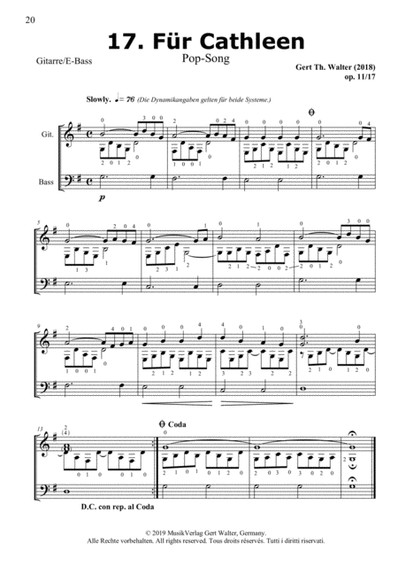 For Cathleen From Guitar Pop Romanticists Sheet Music