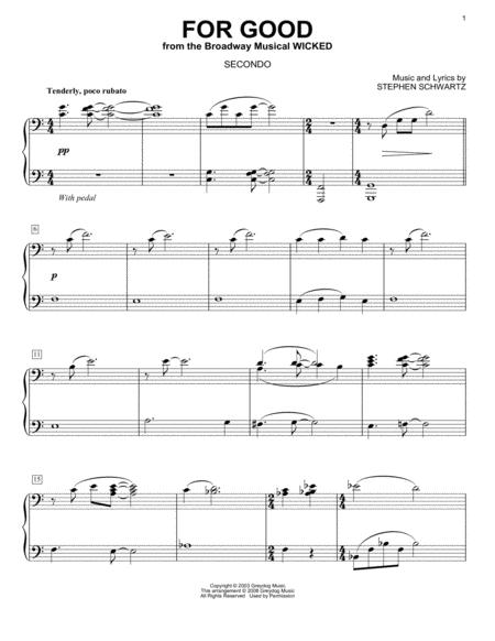 Free Sheet Music For Good From Wicked Arr Carol Klose