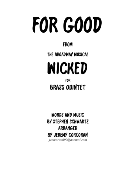 Free Sheet Music For Good From Wicked For Brass Quintet