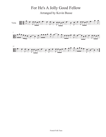 Free Sheet Music For Hes A Jolly Good Fellow Viola