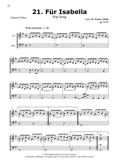Free Sheet Music For Isabella From Guitar Pop Romanticists