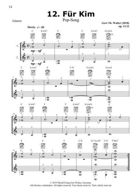Free Sheet Music For Kim From Guitar Pop Romanticists