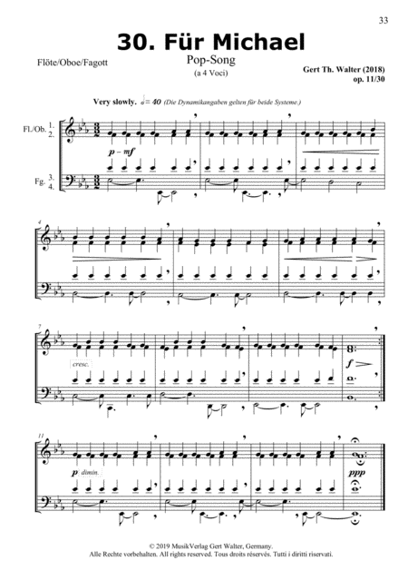Free Sheet Music For Michael From Woodwind Pop Romanticists