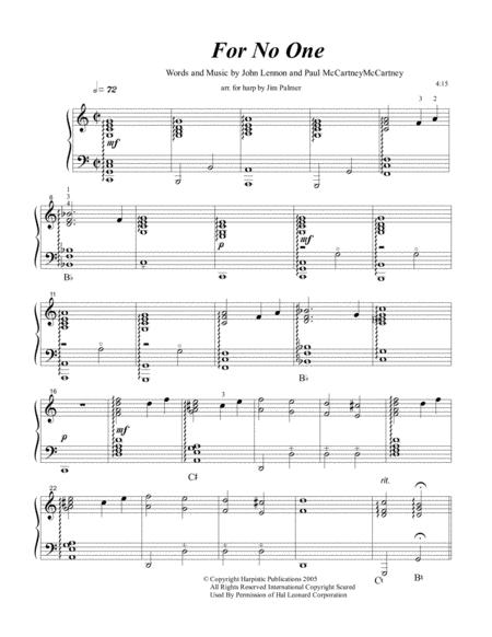 Free Sheet Music For No One Harp Solo