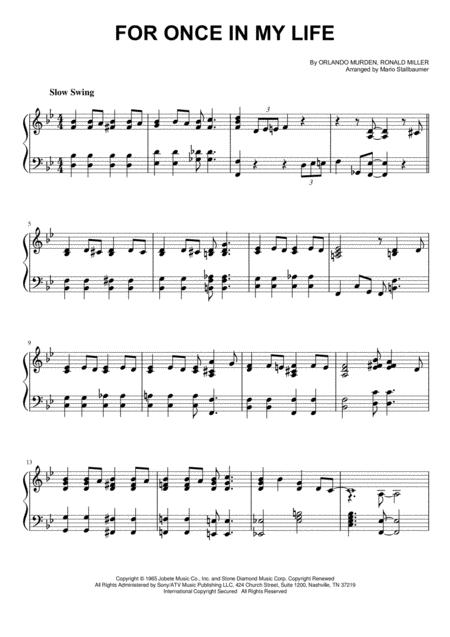 Free Sheet Music For Once In My Life Piano Solo