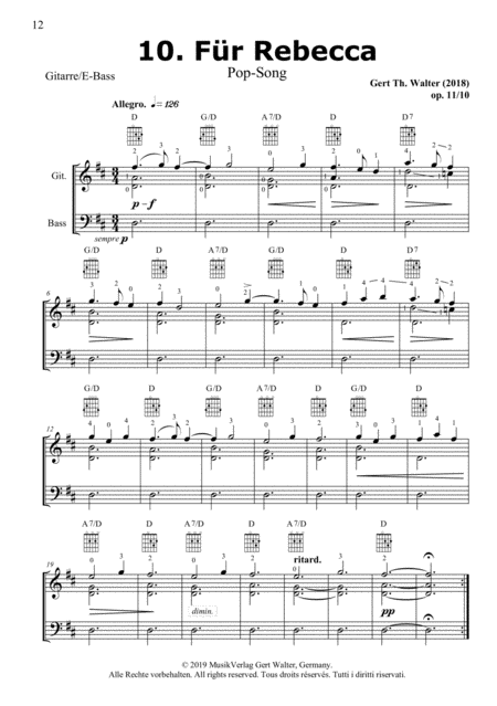 Free Sheet Music For Rebecca From Guitar Pop Romanticists