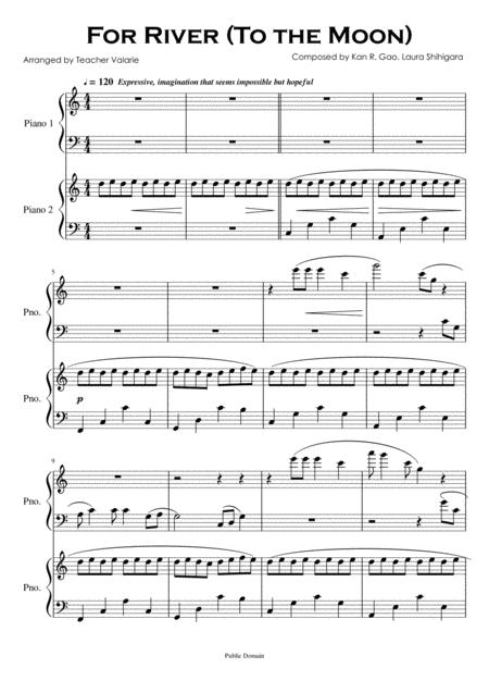 For River To The Moon For Piano Duet Intermediate Sheet Music