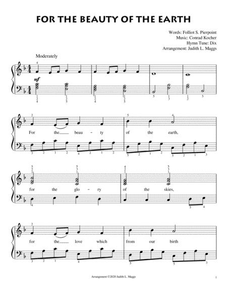 For The Beauty Of The Earth Easy Piano Sheet Music