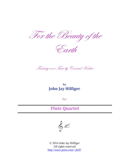 Free Sheet Music For The Beauty Of The Earth Fantasy For Flutes On A Tune By Conrad Kocher