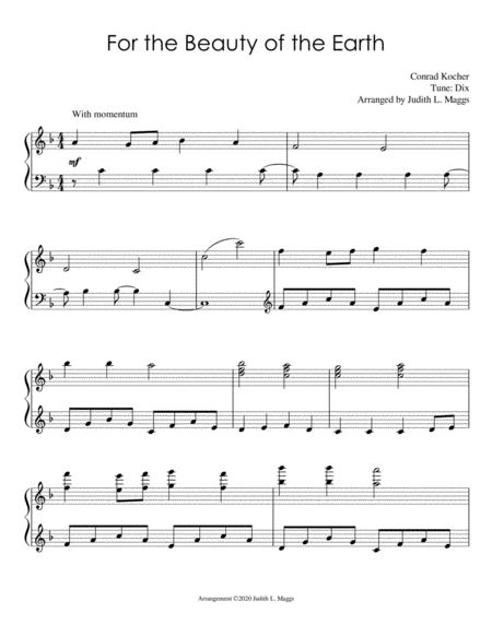 For The Beauty Of The Earth Hymn Tune Dix Sheet Music