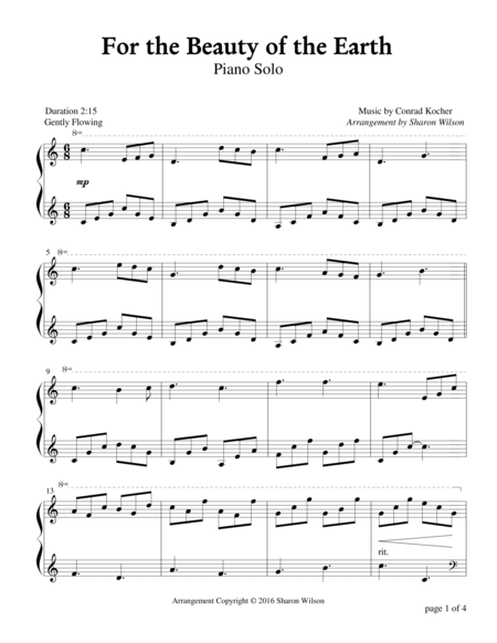 Free Sheet Music For The Beauty Of The Earth Piano Solo