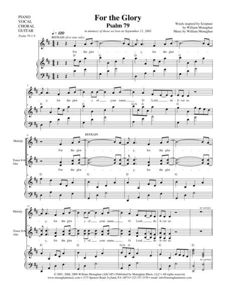 For The Glory Psalm 79 Sheet Music