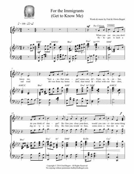 Free Sheet Music For The Immigrants Get To Know Me