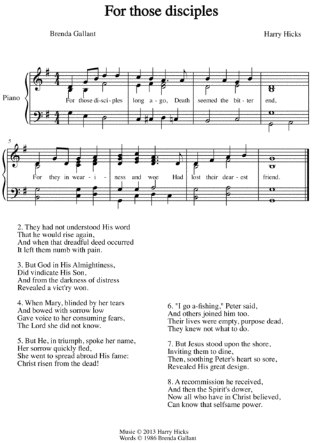 For Those Disciples A Brand New Hymn Sheet Music