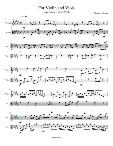 Free Sheet Music For Violin And Viola In D Flat Major Experiment 3