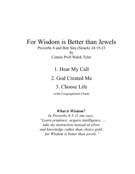For Wisdom Is Better Than Jewels Sheet Music