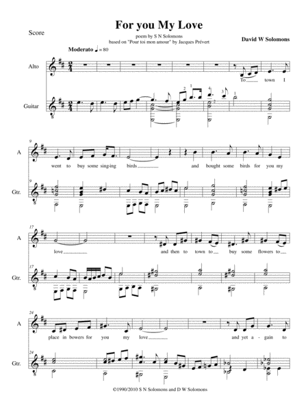 Free Sheet Music For You My Love For Alto And Guitar