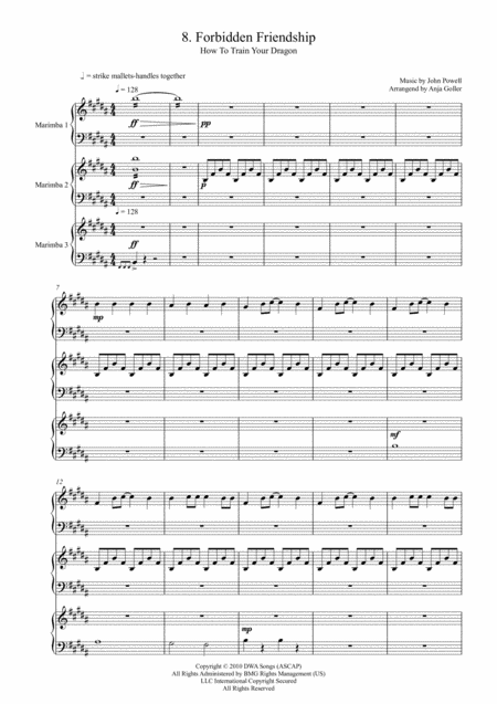 Free Sheet Music Forbidden Friendship Marimba Trio