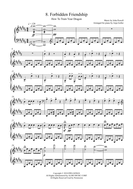 Free Sheet Music Forbidden Friendship Piano Solo Intermediate Advanced