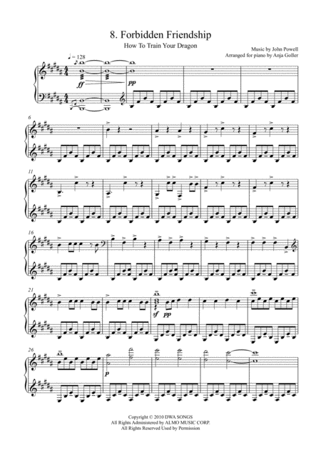 Forbidden Friendship Piano Solo Intermediate Advanced Sheet Music