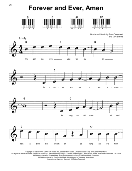 Free Sheet Music Forever And Ever Amen