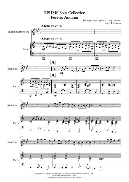 Forever Autumn Solo For Baritone Sax Piano In C Major Sheet Music