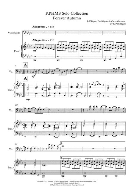 Forever Autumn Solo For Cello Piano In Eb Major Sheet Music