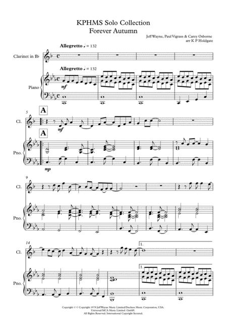 Forever Autumn Solo For Clarinet Piano In Eb Major Sheet Music