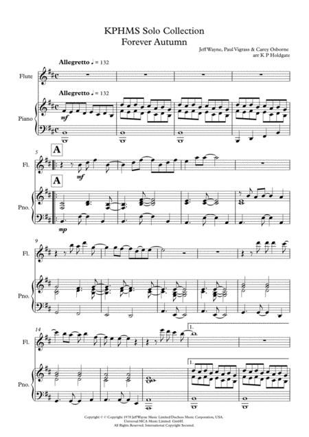 Forever Autumn Solo For Flute Piano In D Major Sheet Music