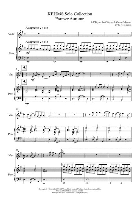 Forever Autumn Solo For Violin Piano In G Major Sheet Music