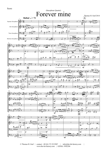 Forever Mine Sax Quartet Sheet Music