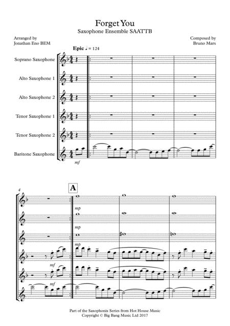 Forget You Saxophone Ensemble Saattb Sheet Music