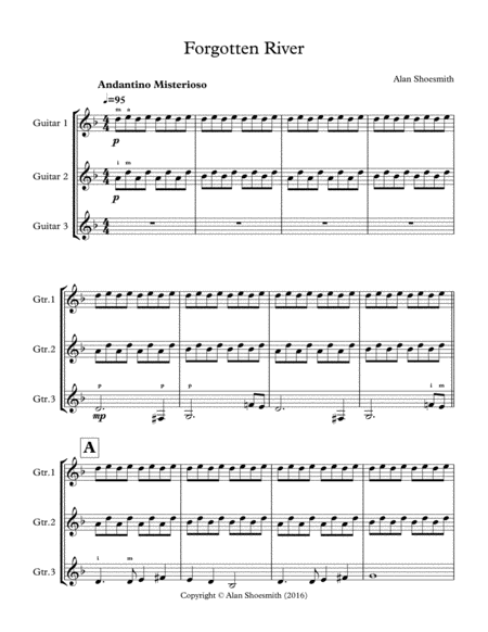 Forgotten River Guitar Trio Score Parts Sheet Music