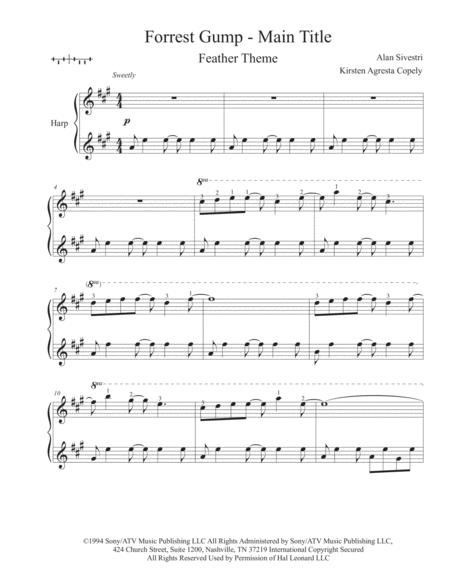 Free Sheet Music Forrest Gump Feather Theme For Pedal Or Lever Harp
