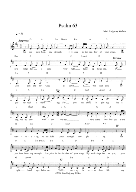 Foryou Have Been My Strength Psalm 63 Sheet Music