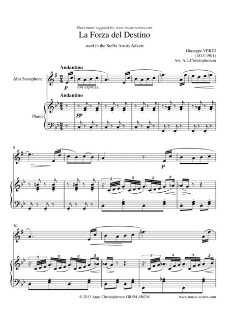 Forza Del Destino Alto Sax Piano Sheet Music