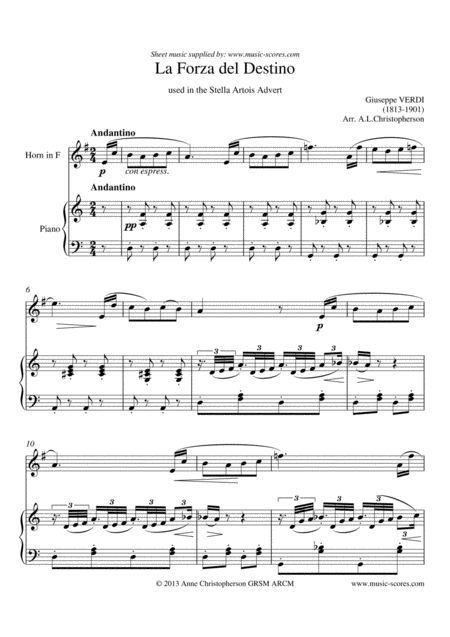 Free Sheet Music Forza Del Destino French Horn