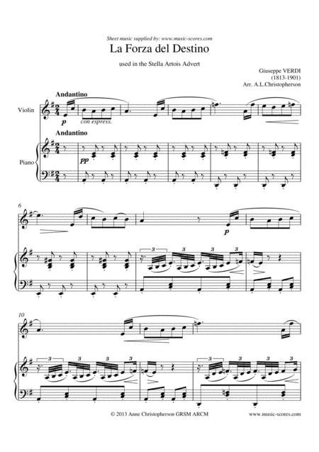Free Sheet Music Forza Del Destino Violin Piano