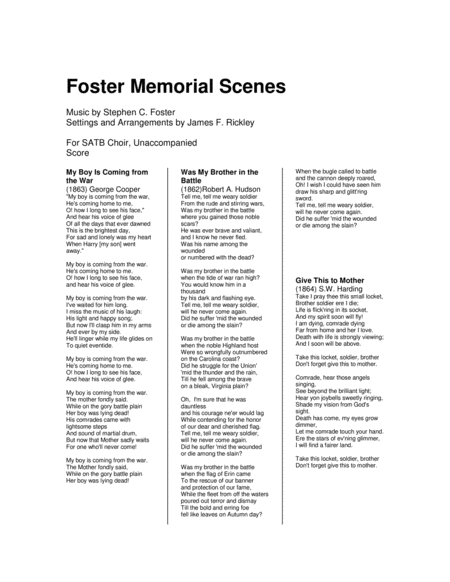 Free Sheet Music Foster Memorial Scenes
