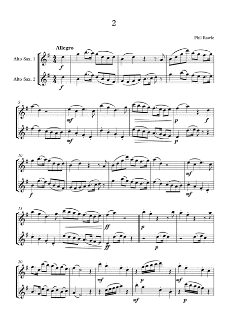 Free Sheet Music Four Alto Sax Duets No 2