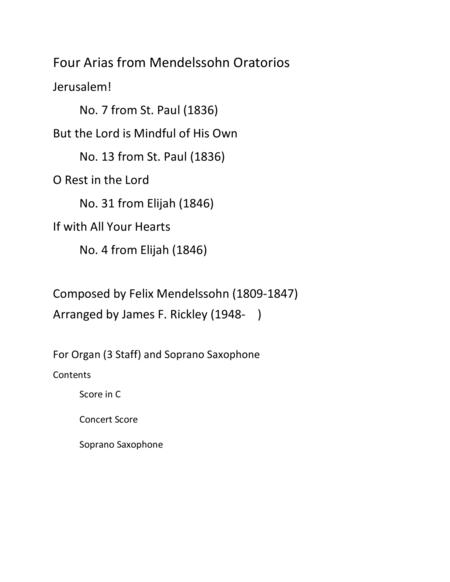 Free Sheet Music Four Arias From Mendelssohn Oratorios