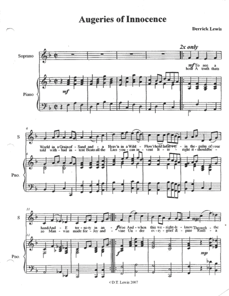 Four Blake Songs For Soprano Tenor Sheet Music