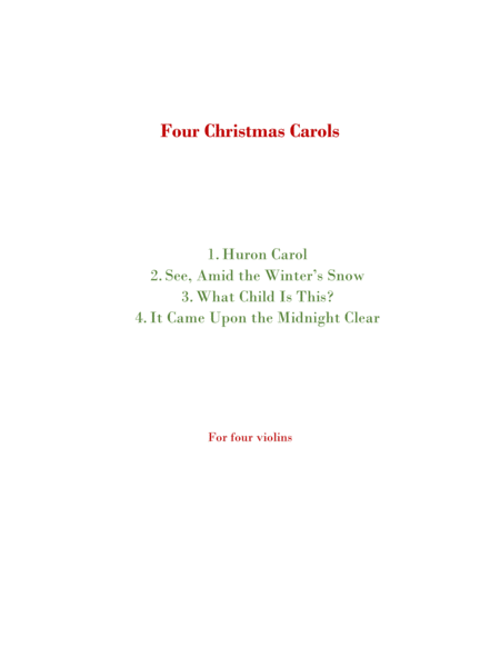 Four Christmas Carols For Four Violins Sheet Music